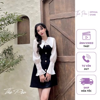 SOPHIA DRESS new black ver - Đầm dạ tweed đen cao cấp phối tơ ón trắng chất lượng cao cấp