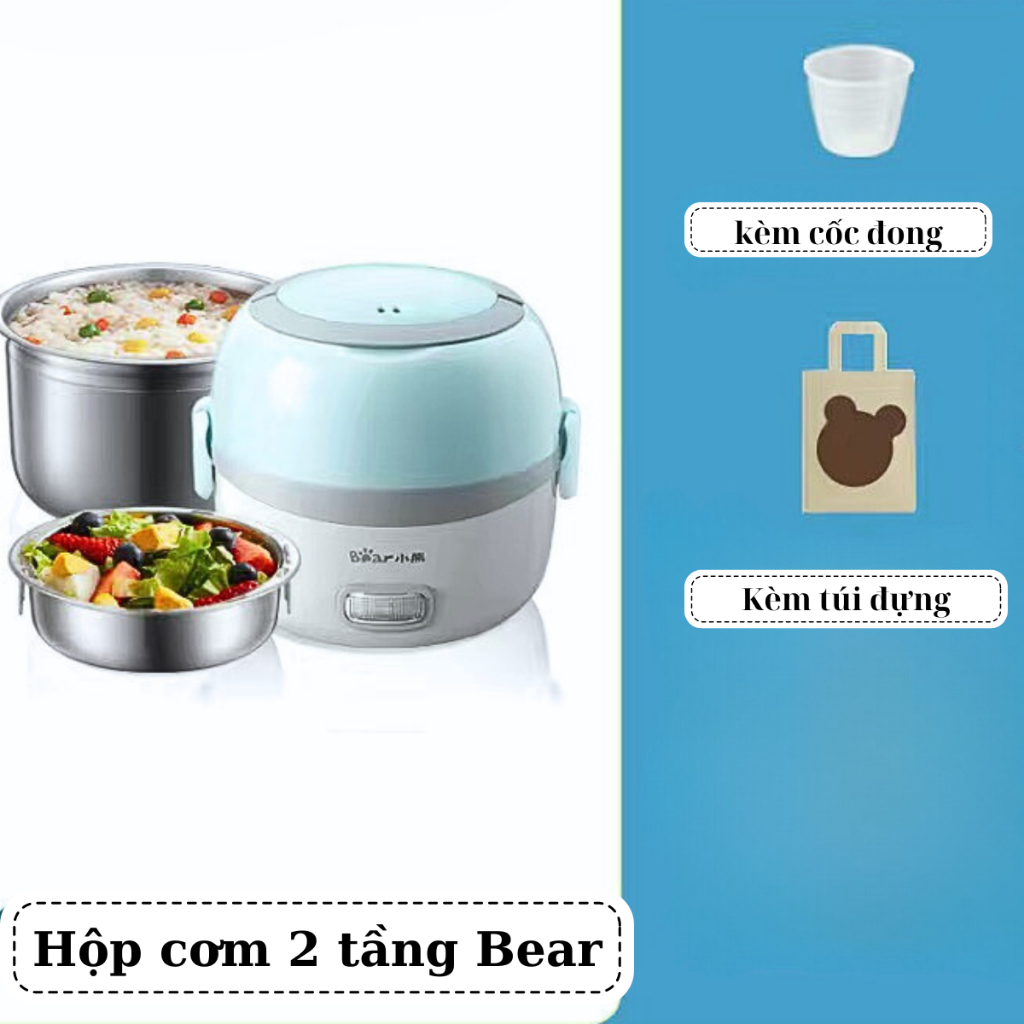 Hộp cơm hâm nóng thức ăn  Bear cắm điện 2 tầng cao cấp DFH-B13E5