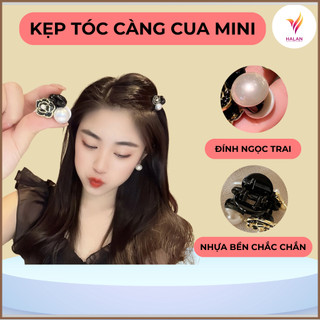 COMBO Kẹp Tóc Càng Cua Mini Hình Hoa Hồng Đính Ngọc Trai Nhỏ Xinh Sang Trọng