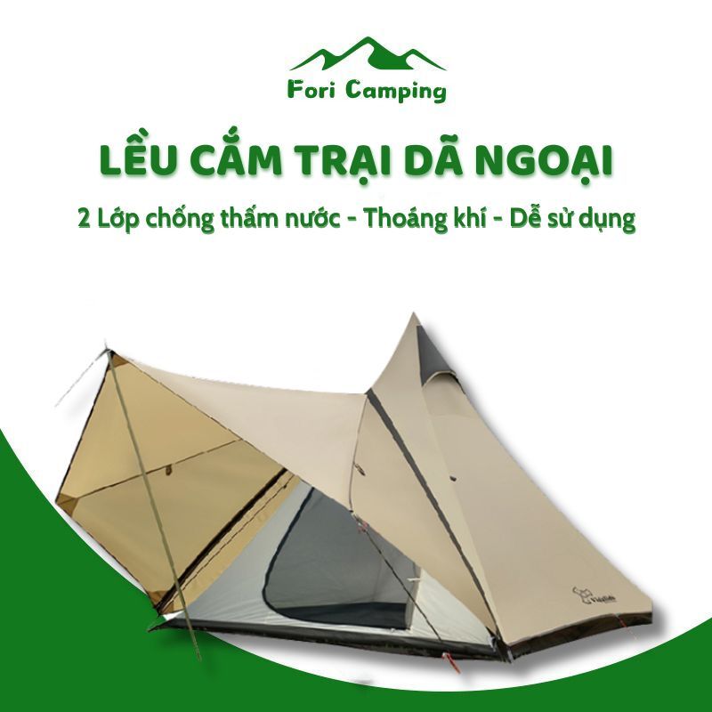 Lều Cắm Trại 4 Người VIDALIDO Chống Thấm 2 Cửa Trước Sau Thoáng Mát Chắc Chắn Chống Gió Tốt FV01