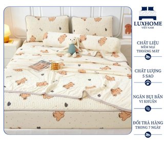 Bộ Chăn Ga Gối 5 Món I Cool Luxhome Cao Cấp, Chất Thun Lạnh Hút Ẩm, Kháng Khuẩn, Hoạ Tiết Decor Phòng Ngủ Sang Trọng