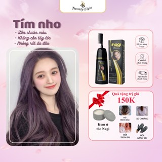  Dầu gội nhuộm tóc màu Tím nho Nagi GRAPE VIOLET 14 chiết xuất từ thiên chiên chai 400ml  Tặng kem ủ tóc Nagi  