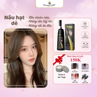 Dầu gội nhuộm tóc phủ bạc màu Nâu Hạt Dẻ Nagi Chestnut Brown 11 chiết xuất từ thiên nhiên 400ml [Tặng kem ủ tóc Nagi]