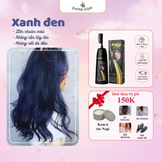  Dầu gội nhuộm tóc màu Xanh đen Nagi BLUE AND BLACK 13 chiết xuất từ thiên nhiên chai 400ml  Tặng kem ủ tóc Nagi  