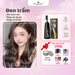 Dầu gội nhuộm tóc phủ bạc Đen Nâu Nagi DARK BROWN 04 chiết xuất từ thiên nhiên 400ml [Tặng kem ủ tóc Nagi]