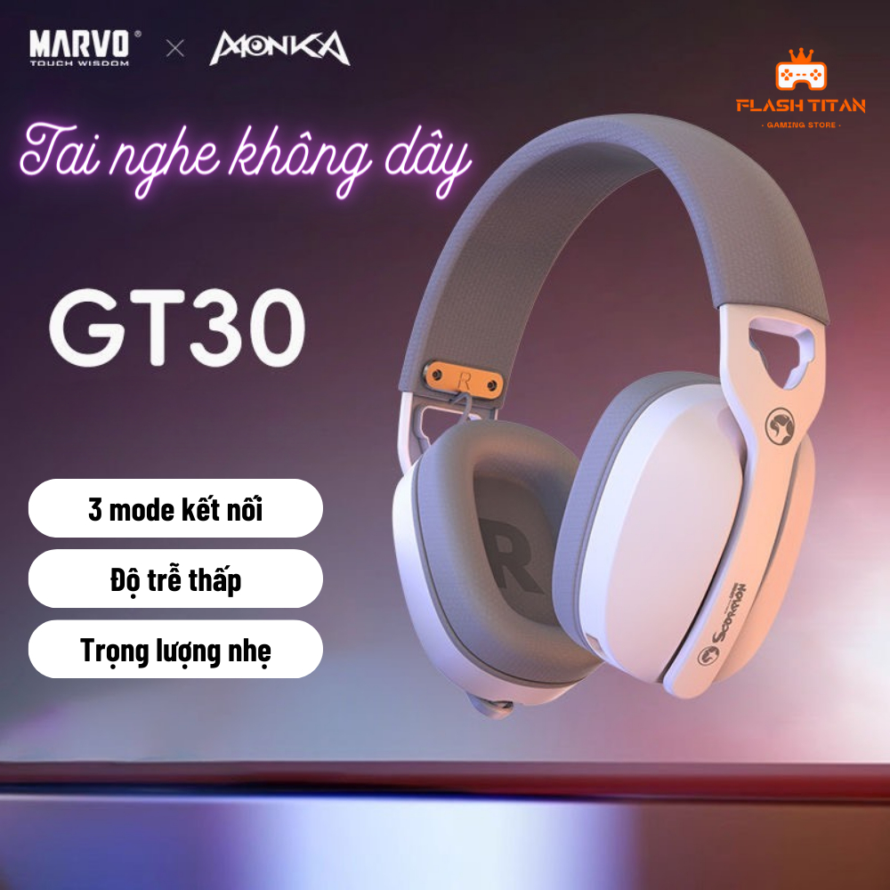 Tai nghe Gaming không dây Monka x Marvo GT30 - 3 mode kết nối - Trọng lượng nhẹ, độ trễ thấp | BigBuy360 - bigbuy360.vn