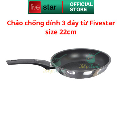 Chảo chống dính bếp từ 3 đáy inox 430 Fivestar Standard size 22cm , dùng được mọi bếp