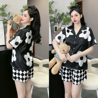 Đồ bộ cộc nữ ANH MỸ pijama mặc nhà , đồ ngủ nữ lụa xước cao cấp  bigsize SP0318 official.anhmy
