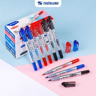 Bút lông dầu 2 đầu bút Thiên Long PM-04 bám dính tốt trên các vật liệu: Giấy, gỗ,nhựa, thủy tinh, gốm, sứ, đĩa CD