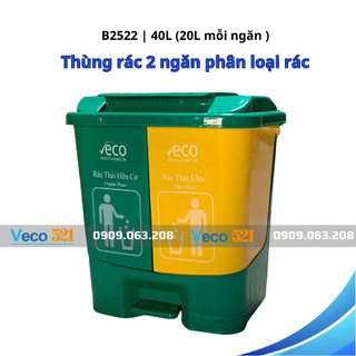 Thùng rác 2 ngăn phân loại rác, thùng rác văn phòng 40 lít eco , khả năng ngăn mùi tốt.