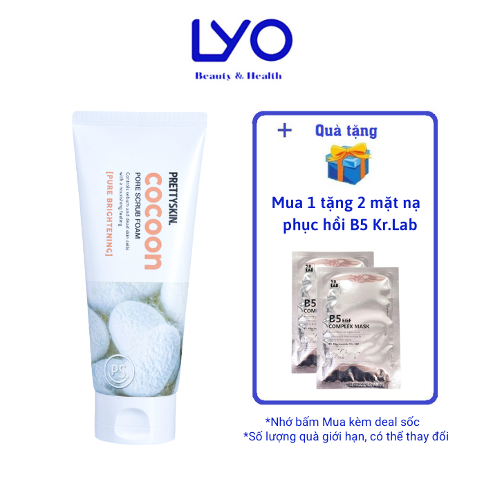 Sữa rửa mặt tẩy da chết Prettyskin Cocoon Pore Scrub Foam 150ml - Làm sạch sâu, giảm mụn đầu đen