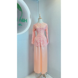  B.A114 - Áo Bà Ba Gấm Hoa Lá Hoa Cát Tường Nút Bọc Dây Kéo Cổ Tròn - Hân Nguyễn Áo Bà Ba 