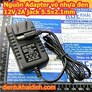 nguồn Adapter vỏ nhựa den 12V 2A đầu ra jack tròn 5.5*2.1mm kde1622