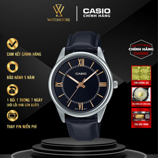 Đồng Hồ Nam Casio MTP-V005L-1B5UDF Màu Đen Kim Vàng Dạ Quang Mặt Kính Khoáng 40mm Chống Nước Dây Da Cao Cấp Chính Hãng