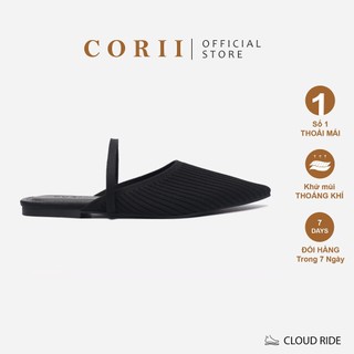 CORII - Giày Mule Đế Bằng Quai Ngang Thời Trang và Thoải Mái Nhất - CR07TC1 Đen