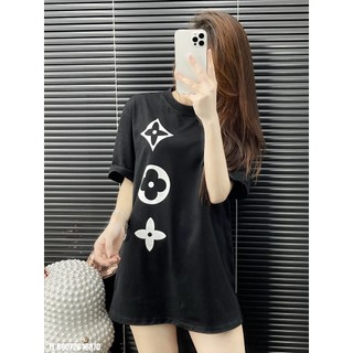 Áo Thun LV Logo Họa Tiết Dọc Chất Liệu Cotton, Áo Phông Nam Nữ Unisex Form Rộng Phong Cách Basic