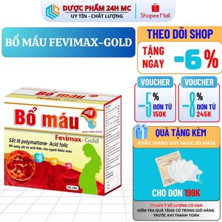 Viên uống bổ máu fevimax gold dược phẩm 24h mc bổ sung sắt, acid folic cho người thiếu máu - 60 viên