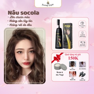  Dầu gội nhuộm tóc phủ bạc màu Nâu Socola Nagi Chocolate Brown 07 chiết xuất từ thiên nhiên 400ml 