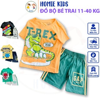 Quần áo bé trai size đại 11-40 kg set đồ bộ trẻ em thun cotton tay ngắn in hình khủng long ôtô cá mập game Homie Kids