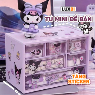 Tủ đồ mini để bàn đa năng nhiều ngăn, đựng mỹ phẩm, dụng cụ học tập có ngăn kéo xếp chồng lên nhau với 4 màu sắc Luxbi