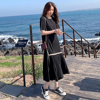 Đầm midi cotton borip phối viền trắng V3008 Aholic