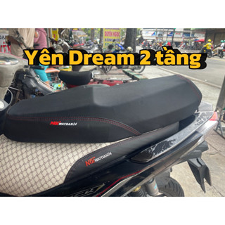 Yên xe Dream 2 tầng mút trắng và mút vàng da 4D đặc biệt