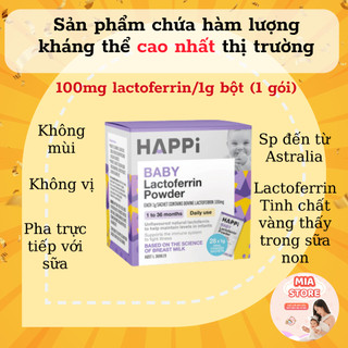 Bột Happi Lactoferrin tăng đề kháng chuẩn Úc hộp 28 gói cho bé từ 0m