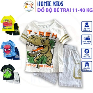 Bộ quần áo trẻ em size đại 11-40 kg set đồ bộ cho bé trai vải thun cotton tay ngắn in hoạt hình game đẹp Homie Kids