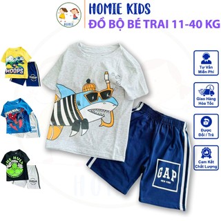 Đồ Bộ Cho Bé Trai Size Đại Set Quần Áo Bé Trai 11-40 Kg Thun Cotton In Hình Cá Mập Đẹp Mặc Mát Homie Kids