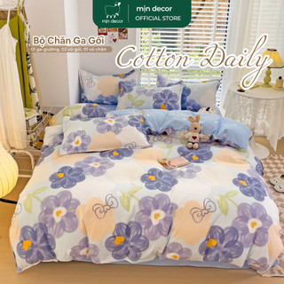 Bộ Chăn Ga Gối Cotton 3D Mịn Decor Họa Tiết Hoa Lá Kích Thước 1m2 1m4 1m6 1m8 2m 2m2 Không Kèm Ruột