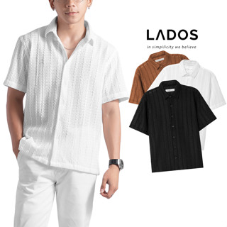 Áo sơ mi cuban shirt tay ngắn nam dệt lưới kiểu trẻ trung LADOS-8148 co giãn thấm hút tốt,  form Hàn thời trang