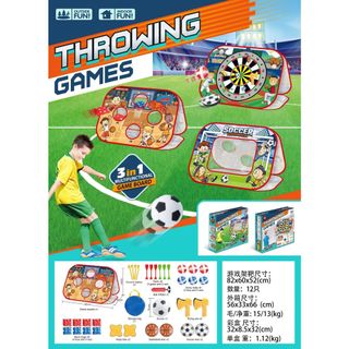 Đồ chơi liên hoàn thể thao vận động 3 in 1, đồ chơi vận động đa dạng bóng đá, ném rìu, bóng rổ, quà tặng sinh nhật