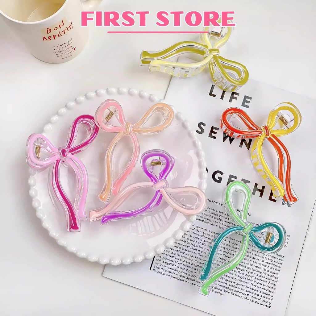 KẸP NƠ TO 13CM ,Kẹp Tóc Càng Cua Hình Nơ Nhựa Arcylic, Kẹp Tóc To Màu Sắc Dễ Thương, Phong Cách Hàn 