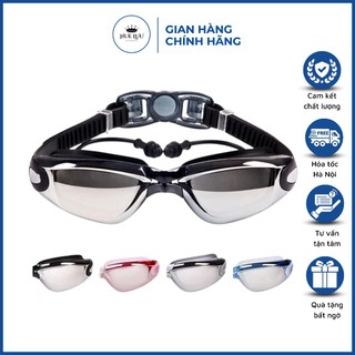 Kính Bơi Tráng Gương Chống UV Kèm Mũ Cho Người Lớn Nam Nữ Cho Bé Trẻ Em Chống Nước, Chống Mờ Kèm Bịt Tai Tặng Hộp