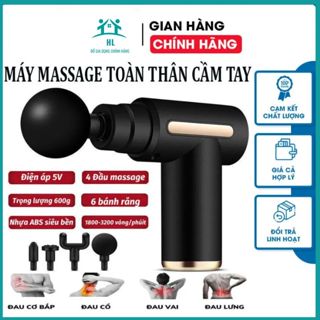 Máy massage cầm tay máy mát xa toàn thân cao cấp 4 đầu và 6 chế độ rung giảm đau nhức mỏi cơ thể động cơ mạnh mẽ