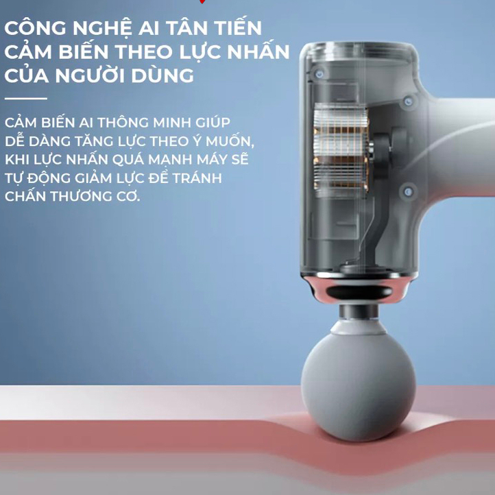 Máy massage cầm tay mini cao cấp có cảm biến MISUMA chính hãng mát xa gun bộ máy giãn cơ đấm lưng nhỏ gọn 6 chế độ