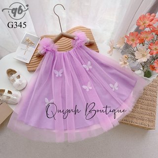 Đồ bé gái váy bé gái đầm bé gái thiết kế hai dây lưới ren đính hồ điệp quỳnh boutique