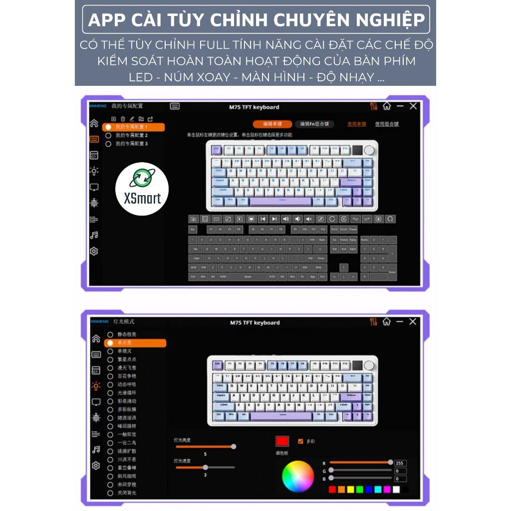 Bàn Phím Cơ Bluetooth Không Dây X85 PRO V2 M75 Led RGB Mạch Xuôi, Hotswap 5 Pin, 3 Mode Kết Nối | BigBuy360 - bigbuy360.vn