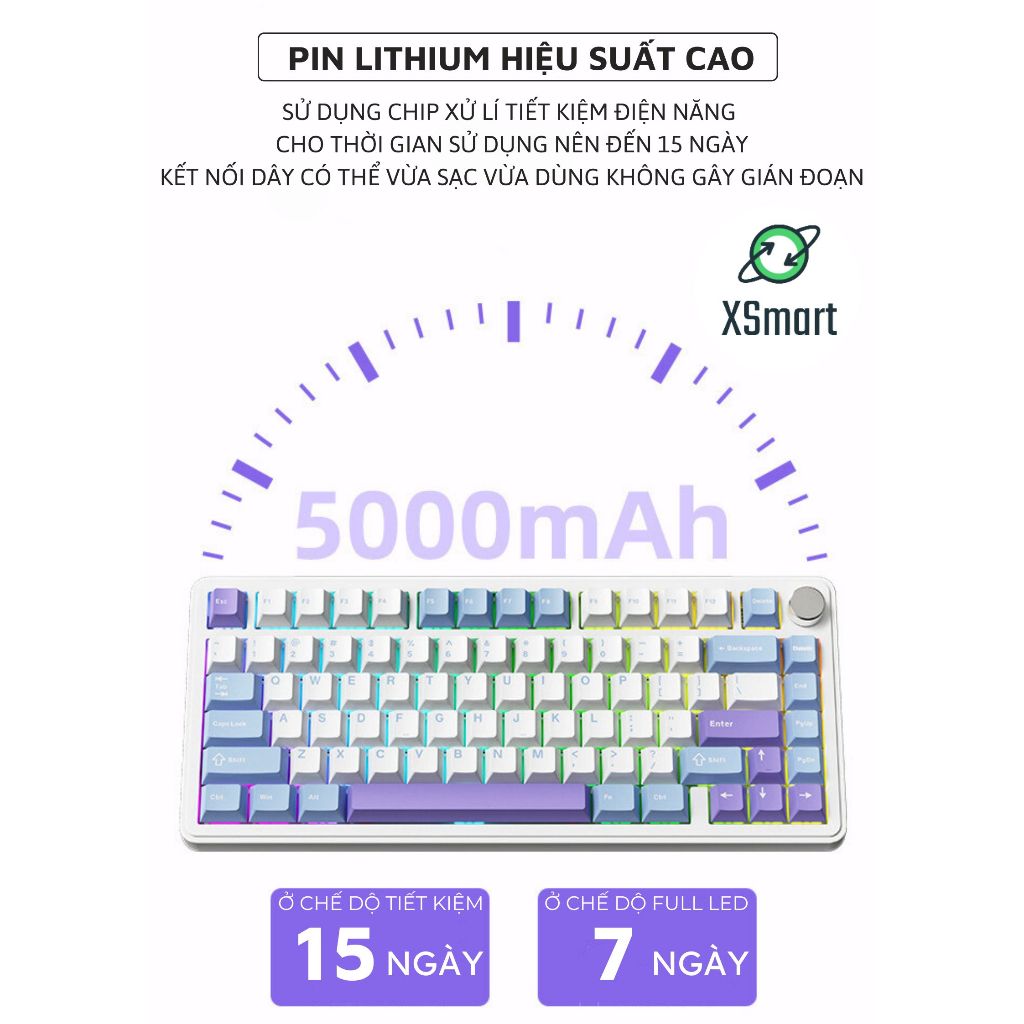 Bàn Phím Cơ Bluetooth Không Dây X85 PRO V2 M75 Led RGB Mạch Xuôi, Hotswap 5 Pin, 3 Mode Kết Nối | BigBuy360 - bigbuy360.vn