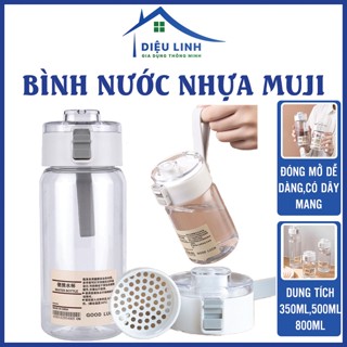  Bình Nước Nhựa Trong Muji 350ml   550ml   800ml Bằng Nhựa Có Nắp Đậy Quai Đeo Tiện Dụng Dieulinhshop 
