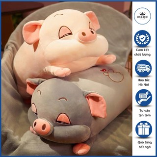 Bộ chăn gối ngủ văn phòng hình Heo hồng, Heo xám dễ thương