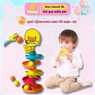 Bộ tháp thả bóng đồ chơi giáo dục sớm, đồ chơi xếp bóng trượt trên tháp hình vịt hàng dành cho bé trai gái 2 3 4 5 6 tuổ