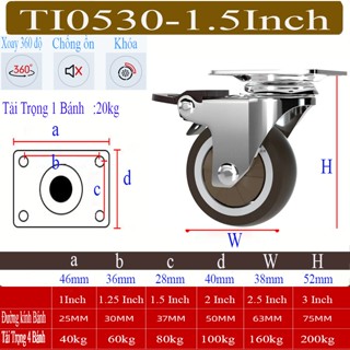 Bánh Xe Đẩy Hàng Cao Su Mini Xoay 360 Độ, Bánh Xe TPR Chống Ồn TI0530