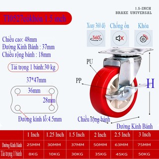 Bánh xe đẩy hàng cao su mini xoay 360 độ,chống ồn ti0527