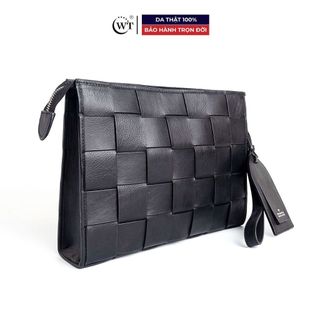 Clutch Nam WT Leather Chess Pyramid Da Bò Thật Cao Cấp
