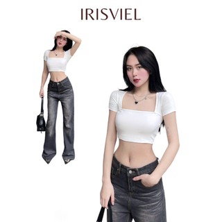 Áo Croptop Cổ Vuông Tay Cộc Thun Ôm Body Freesize IRISVIEL