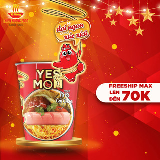 Thùng Mì ly Yes Mom Bò Cải Chua có Xúc Xích 76g/ly