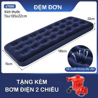 Đệm hơi, nệm hơi giá rẻ TẶNG KÈM BƠM công suất lớn  size đơn cho gia đình, du lịch