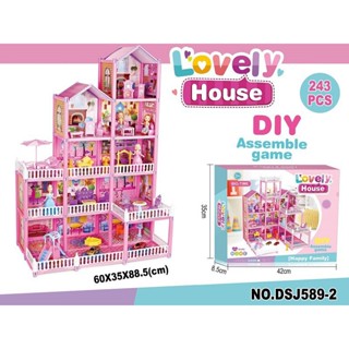  Đồ Chơi Lắp Ráp Ngôi Nhà Búp Bê 243 PCS - Biệt Thự Công Chúa Barbie nhiều tầng Kích thước Lớn 