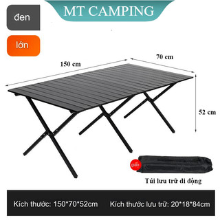 Bàn camping, dã ngoại, du lich, cắm trại khung kim loại chắc chắn gấp gọn đa năng kích thước 150 x 70 x 52 cm MT